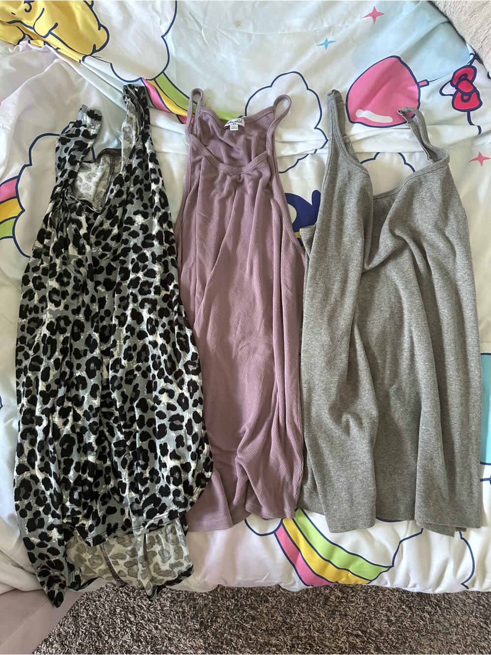 Lot of 3 Sleeveless Tanks, size 2X - Gray, Purple, Leopard